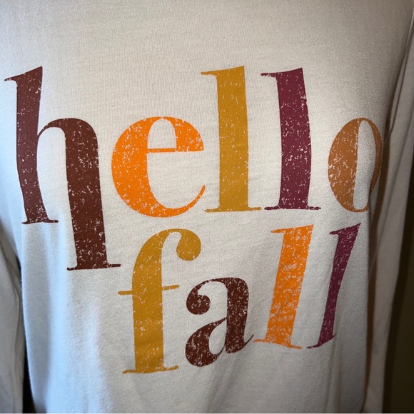 State of Mine HELLO FALL Long-Sleeved T-shirt round Hem , Hi/low Hem Size M - Picture 7 of 9